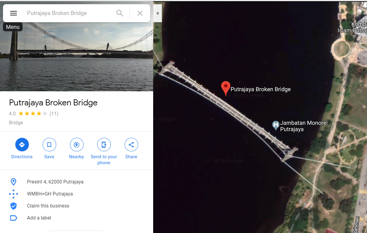 broken bridge on google map